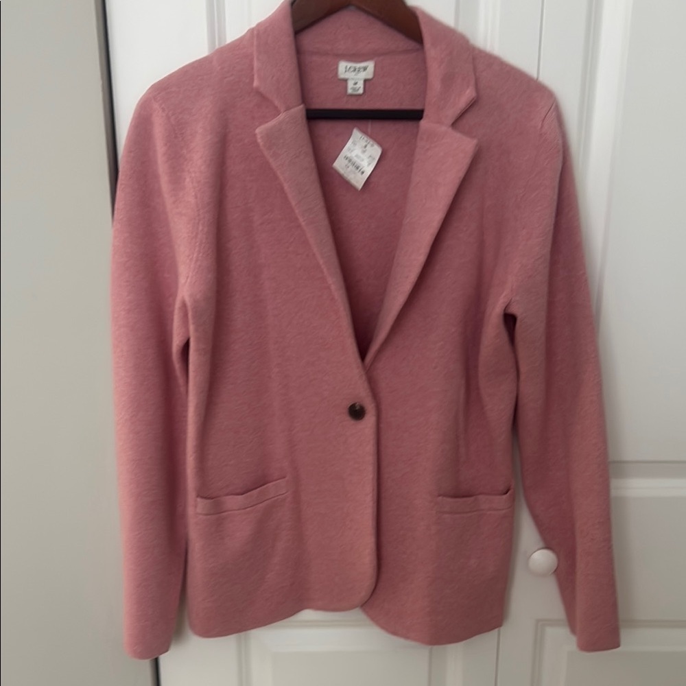 J Crew Pink Blazer with Notched Lapels and Relaxed Fit